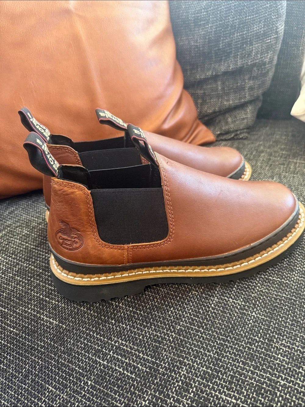 Georgia Boot Brown Leather Slip-On Work Boots